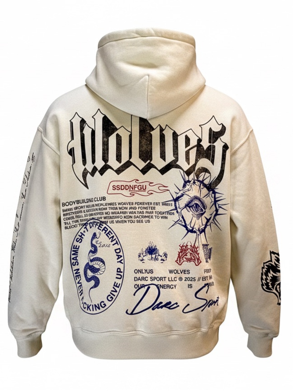 Darc Sport Wolves Graphic Hoodie in Cream